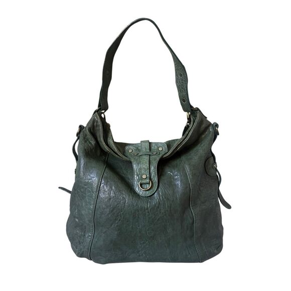 Gianni Notaro Shoulder Hobo Bag Green Leather - Picture 1 of 14